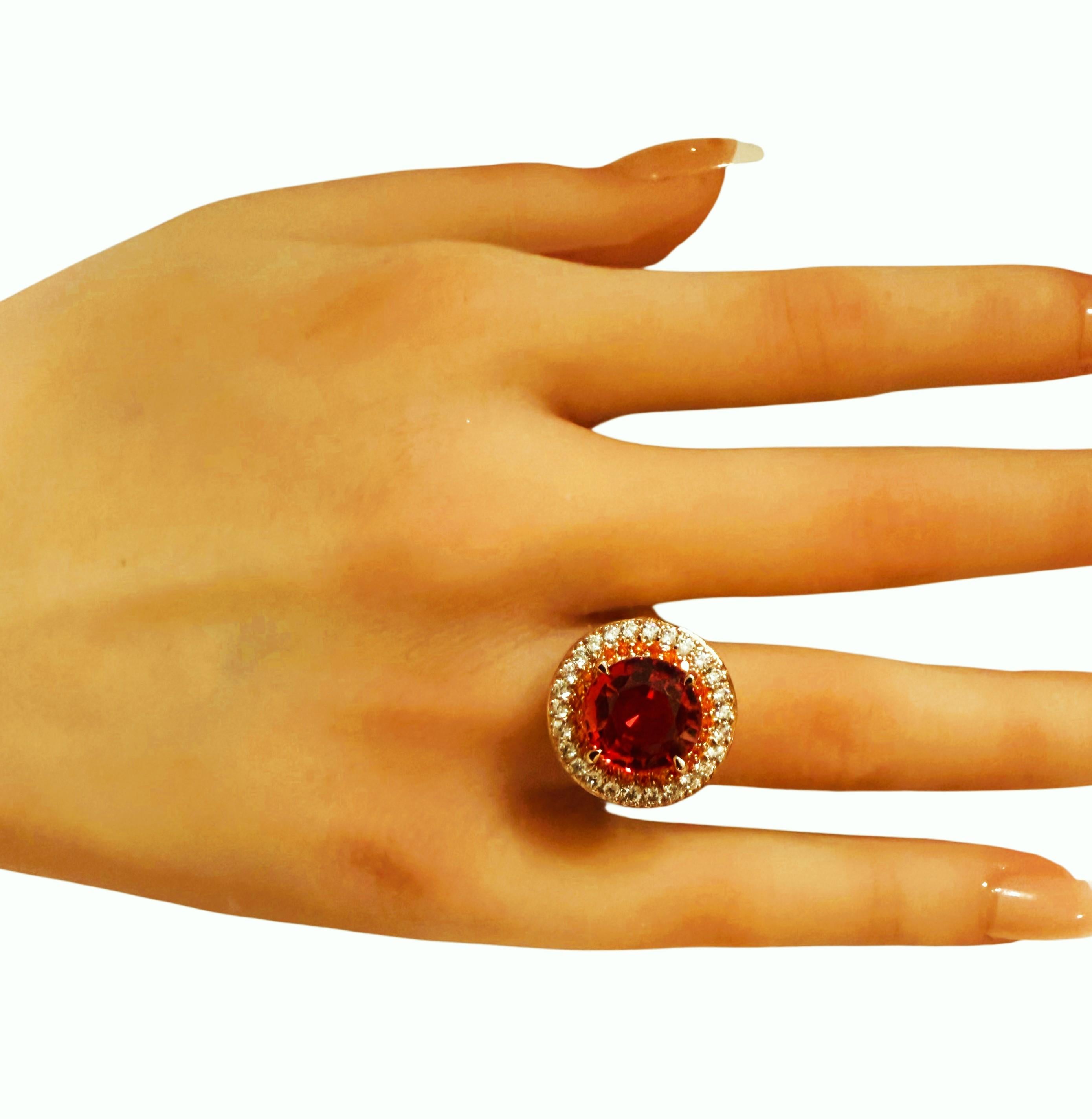 Neu 8,10 Karat Padparadscha & Diamantschliff Saphir R Gold PL Sterling Ring 2