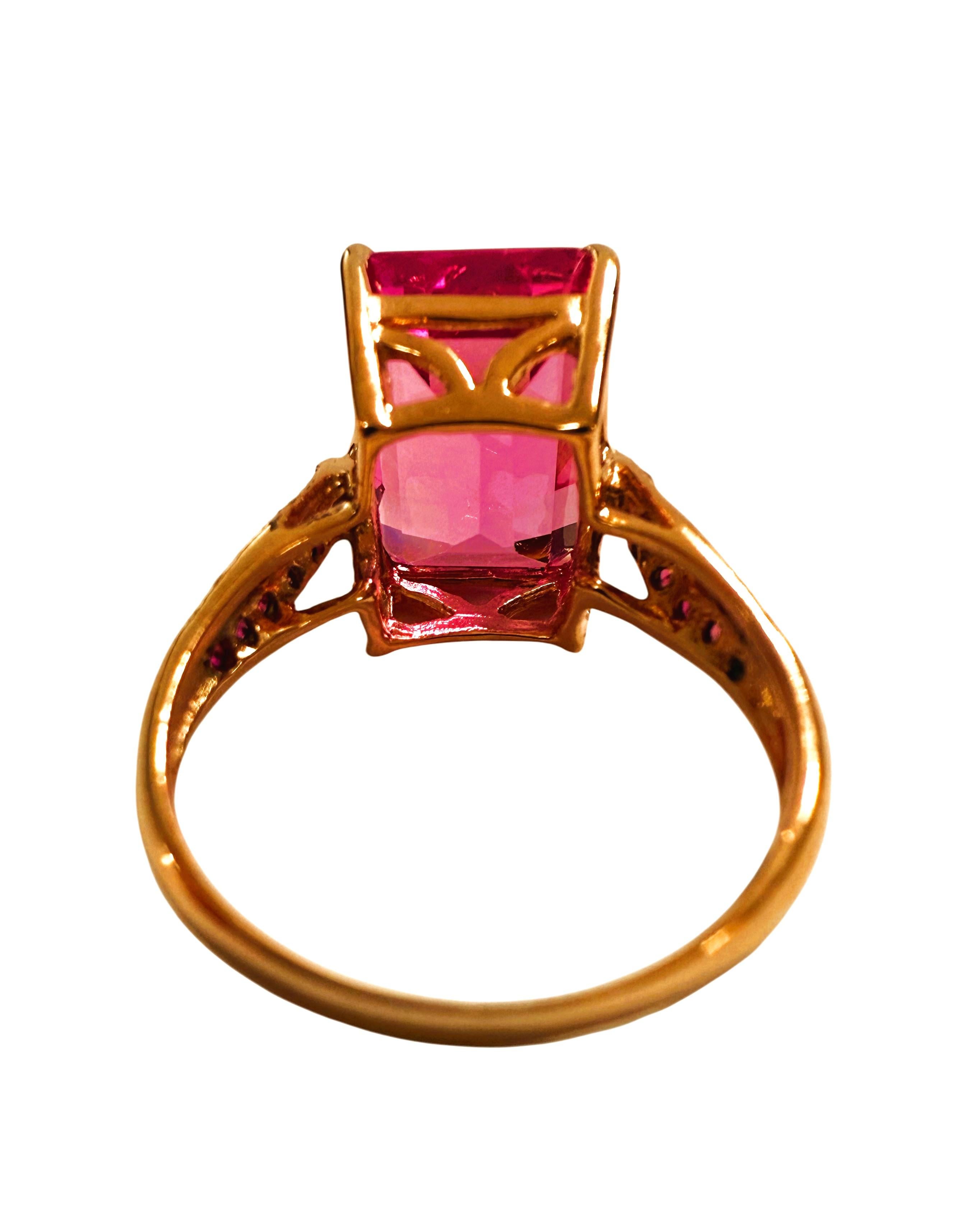 Neu 8,14 Karat Oval & Diamantschliff Rosa Saphir R Gold PL Sterling Silber Ring (Art déco)