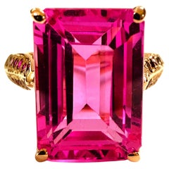 New 8.14 Carat Oval & Diamond Cut Pink Sapphire R Gold PL Sterling Silver Ring