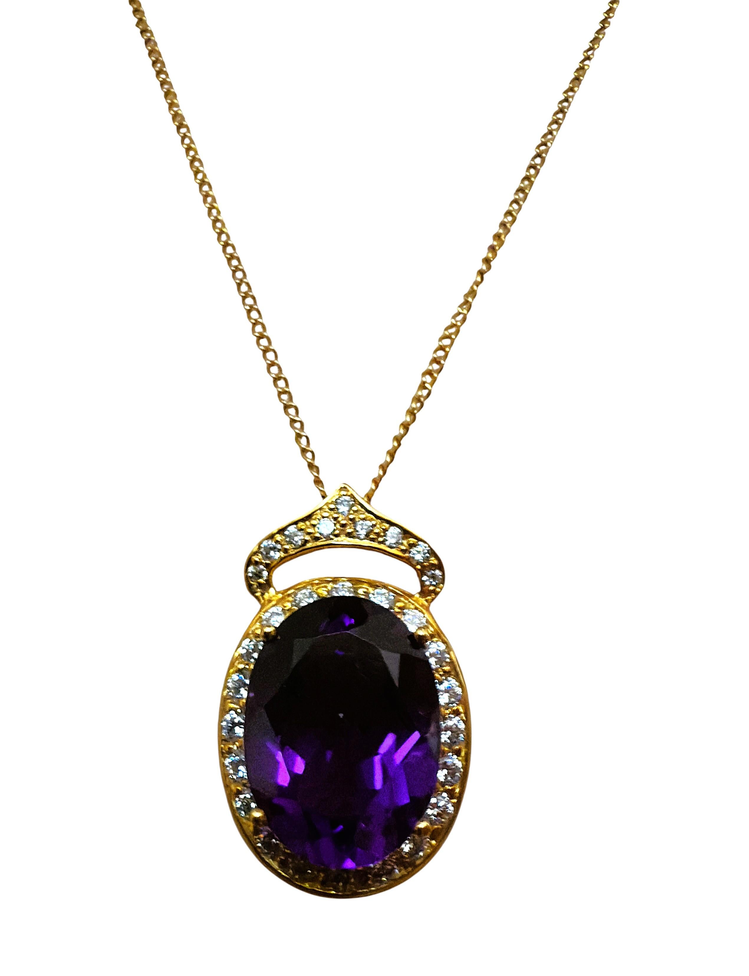 Neu 8,4 Karat Amethyst & Diamantschliff Saphir Rose Gold PL Sterling Halskette 18
