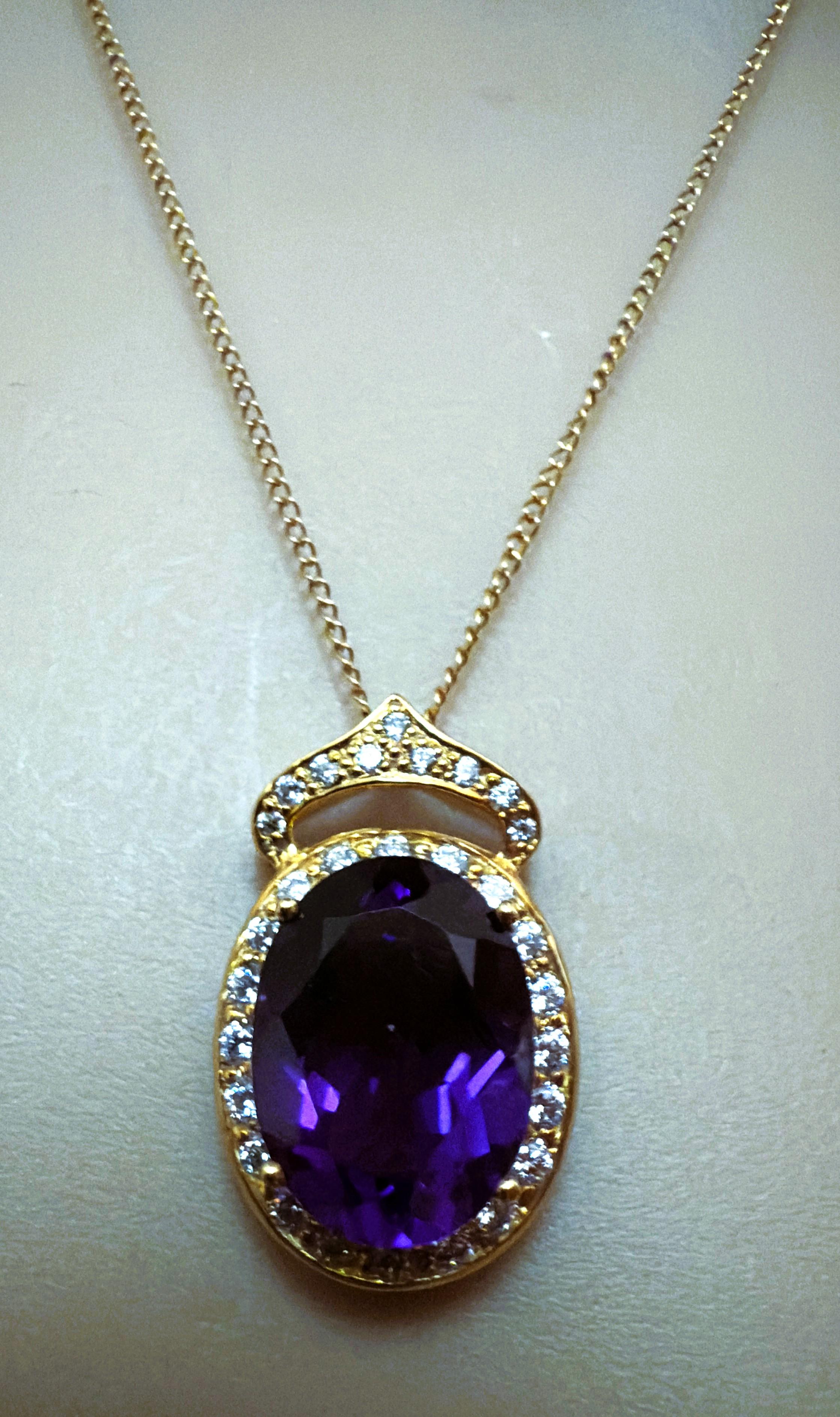 Neu 8,4 Karat Amethyst & Diamantschliff Saphir Rose Gold PL Sterling Halskette 18