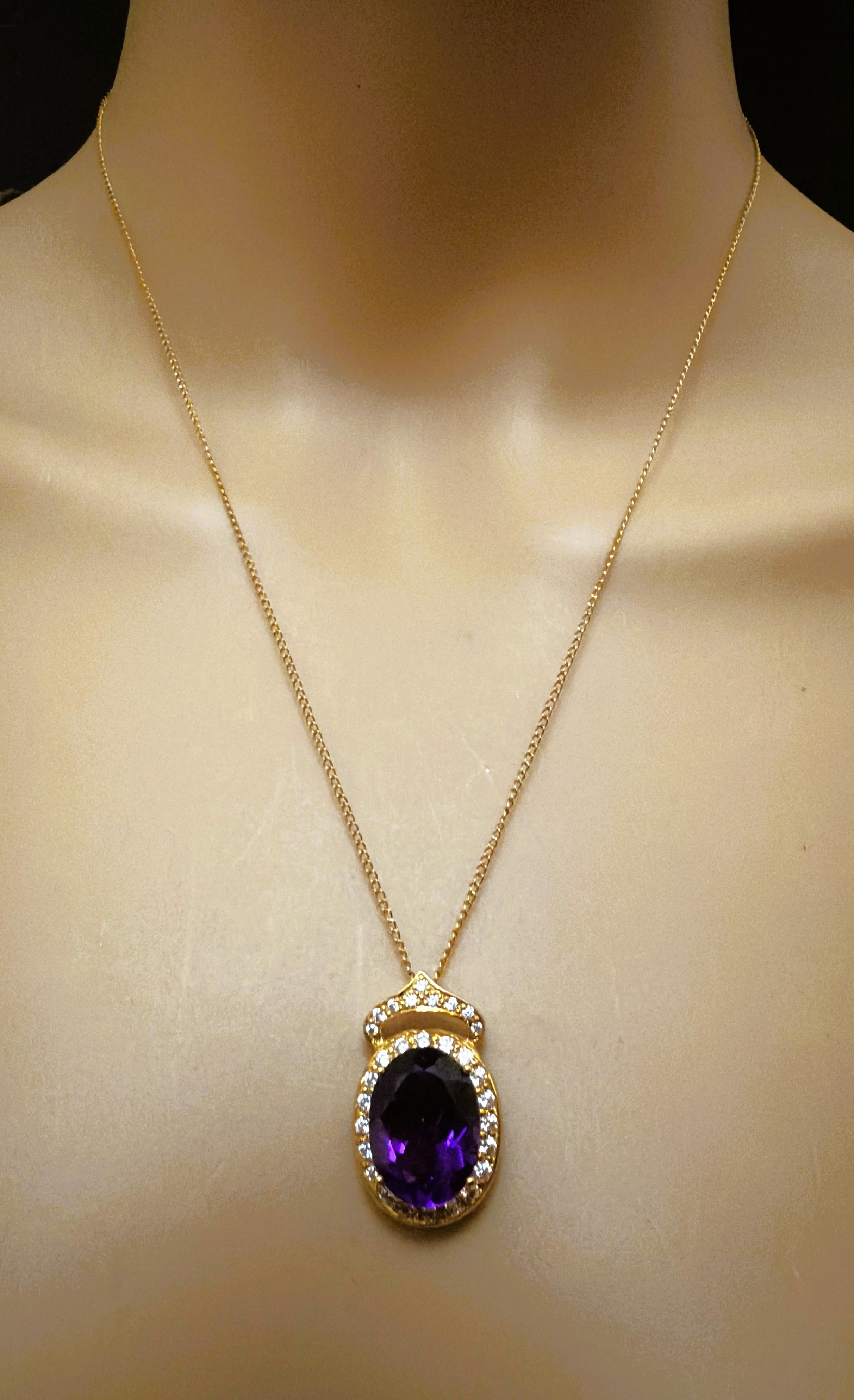 Neu 8,4 Karat Amethyst & Diamantschliff Saphir Rose Gold PL Sterling Halskette 18