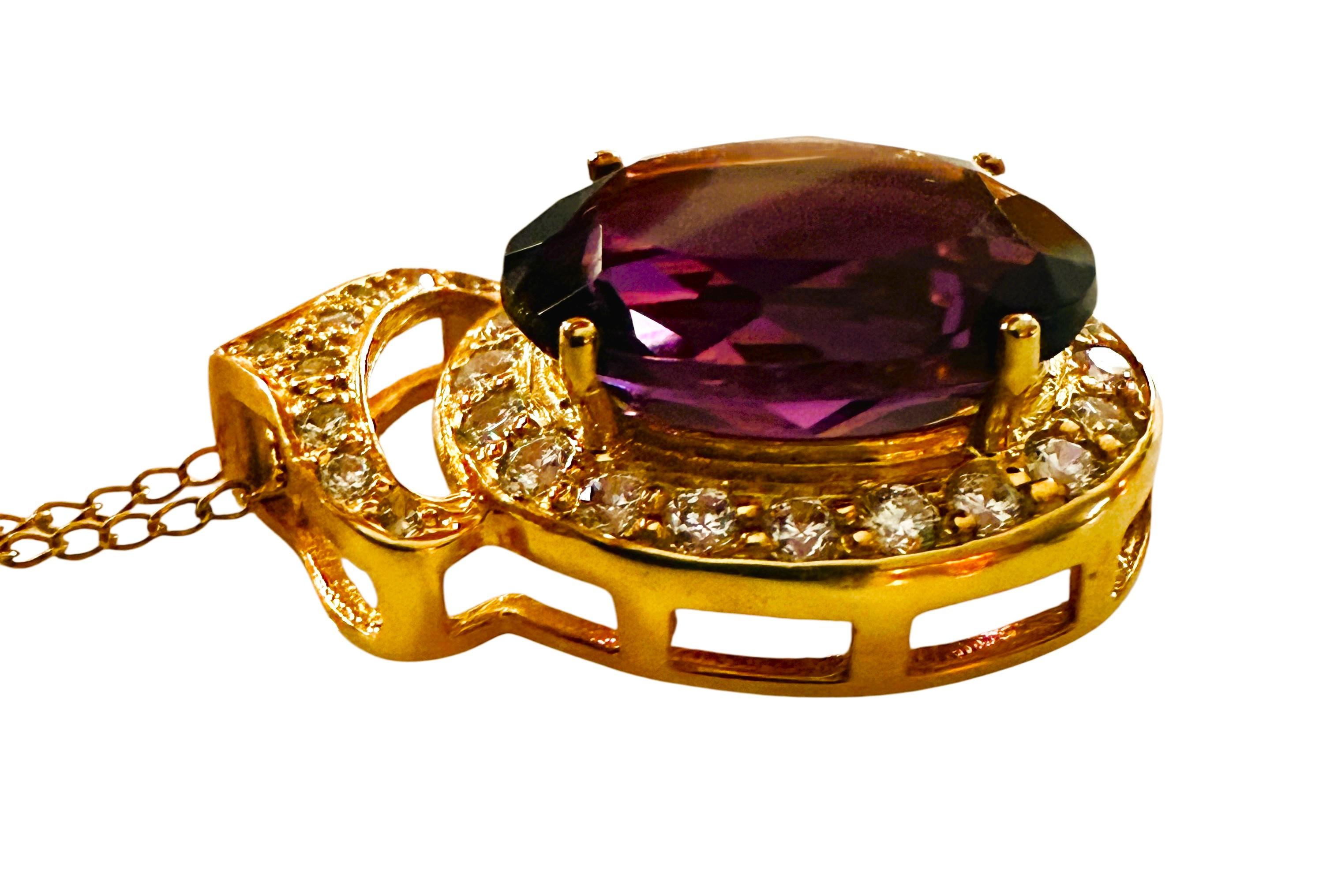 Neu 8,4 Karat Amethyst & Diamantschliff Saphir Rose Gold PL Sterling Halskette 18