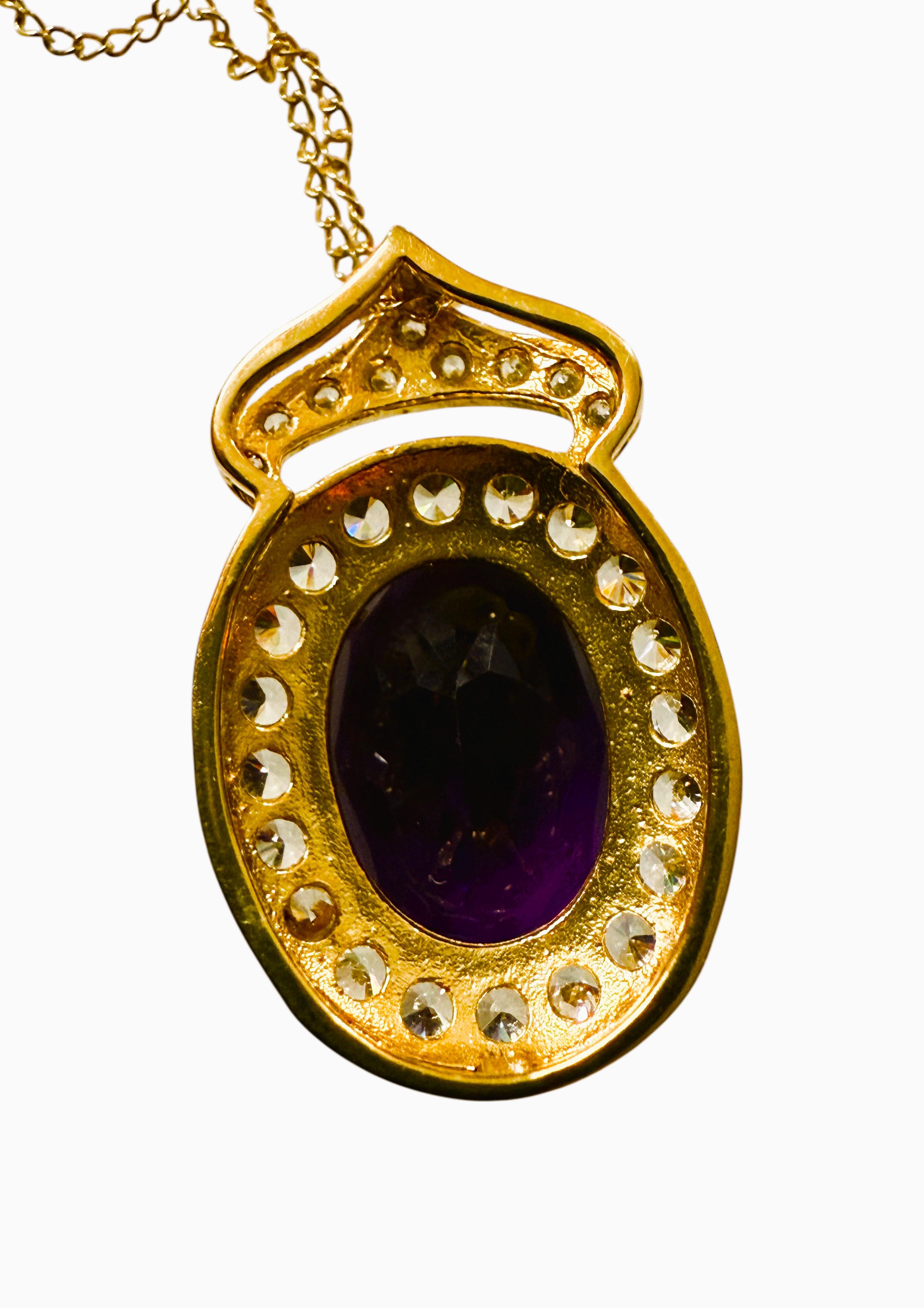 Neu 8,4 Karat Amethyst & Diamantschliff Saphir Rose Gold PL Sterling Halskette 18