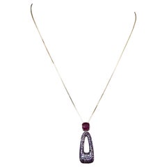 New .84 Carat Ruby & Sapphire 14k W Gold PL Sterling Silver Necklace