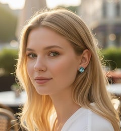 New 8.5 Carat Aquamarine & Sapphire, Tsavorite Sterling Earrings