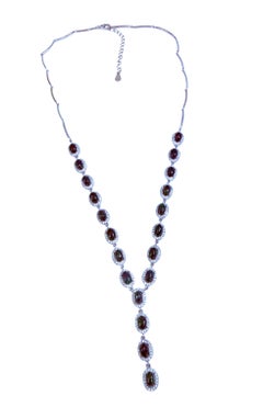 New 8.6 Carat Black Opal & Sapphire 14k White Gold PL Sterling Silver Necklace