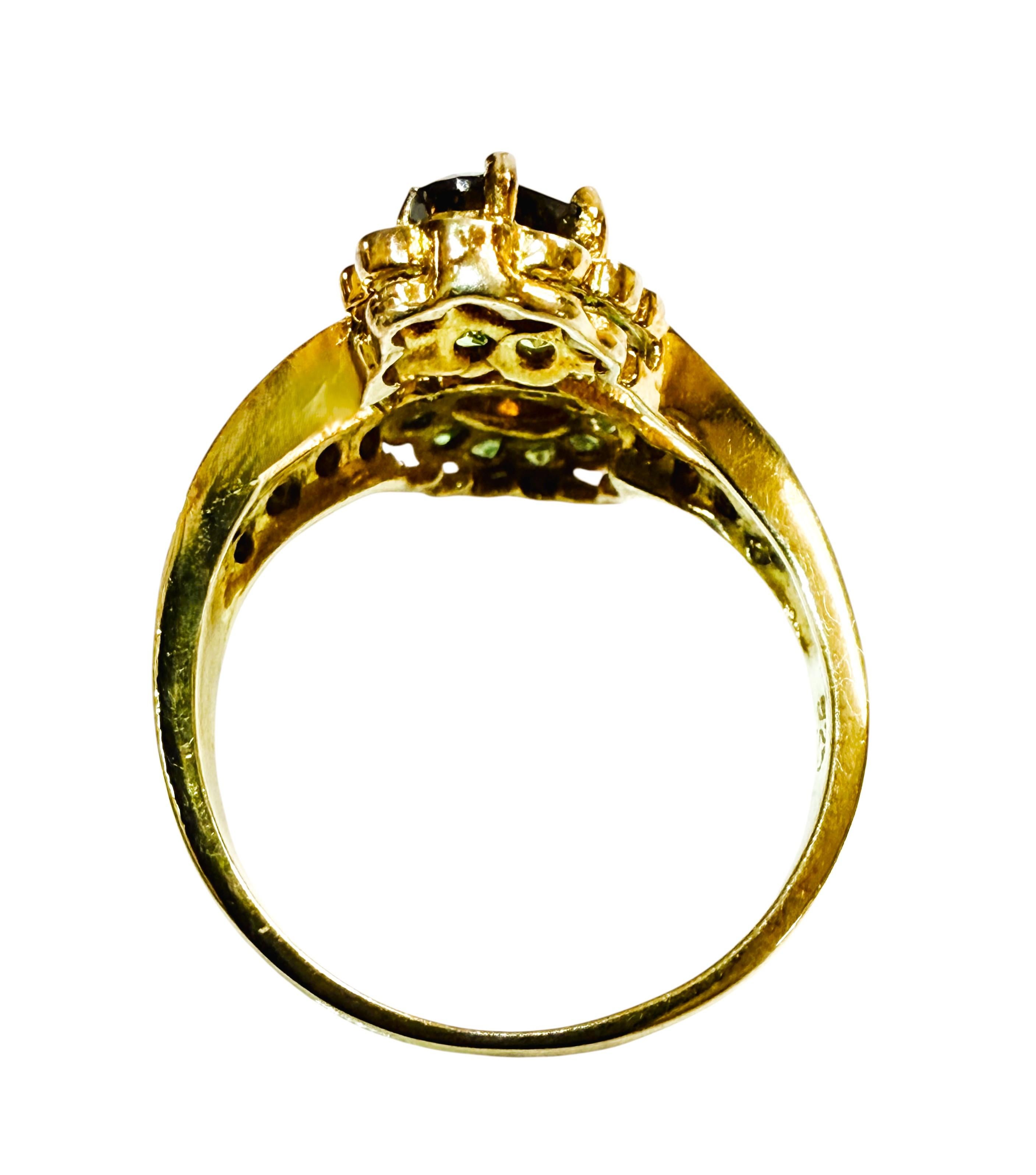 Neu .86 Karat Rauchquarz & Diamantschliff Tsavorit Y Gold P Sterling Ring im Zustand „Neu“ im Angebot in Eagan, MN