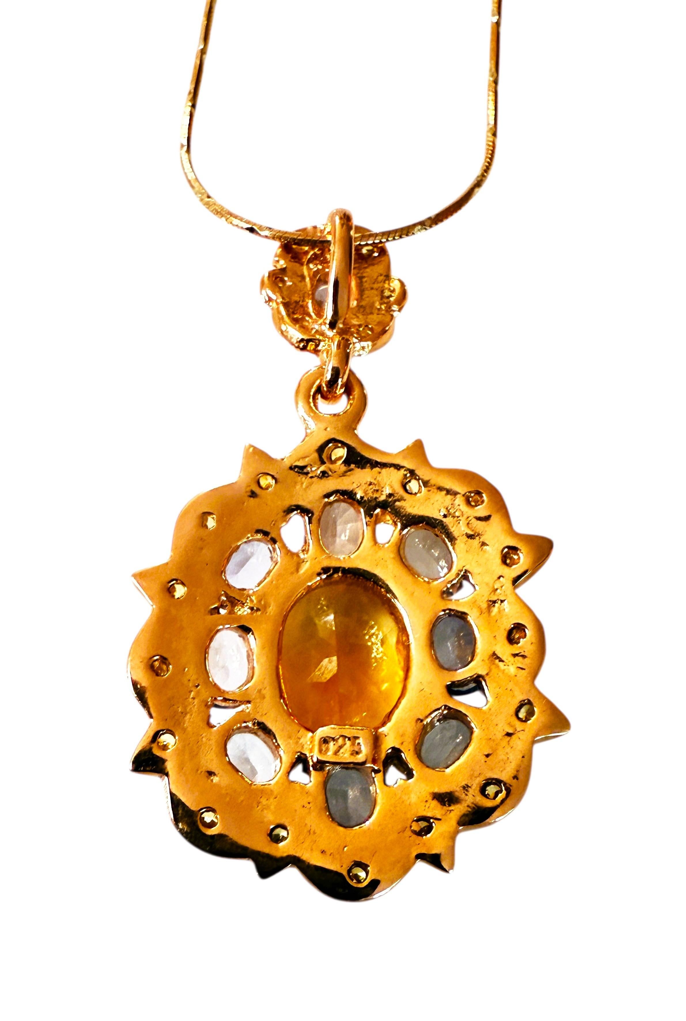 Nuova collana PL in oro rosa sterling con citrino, tanzanite e zaffiro da 8,80 carati in vendita 2