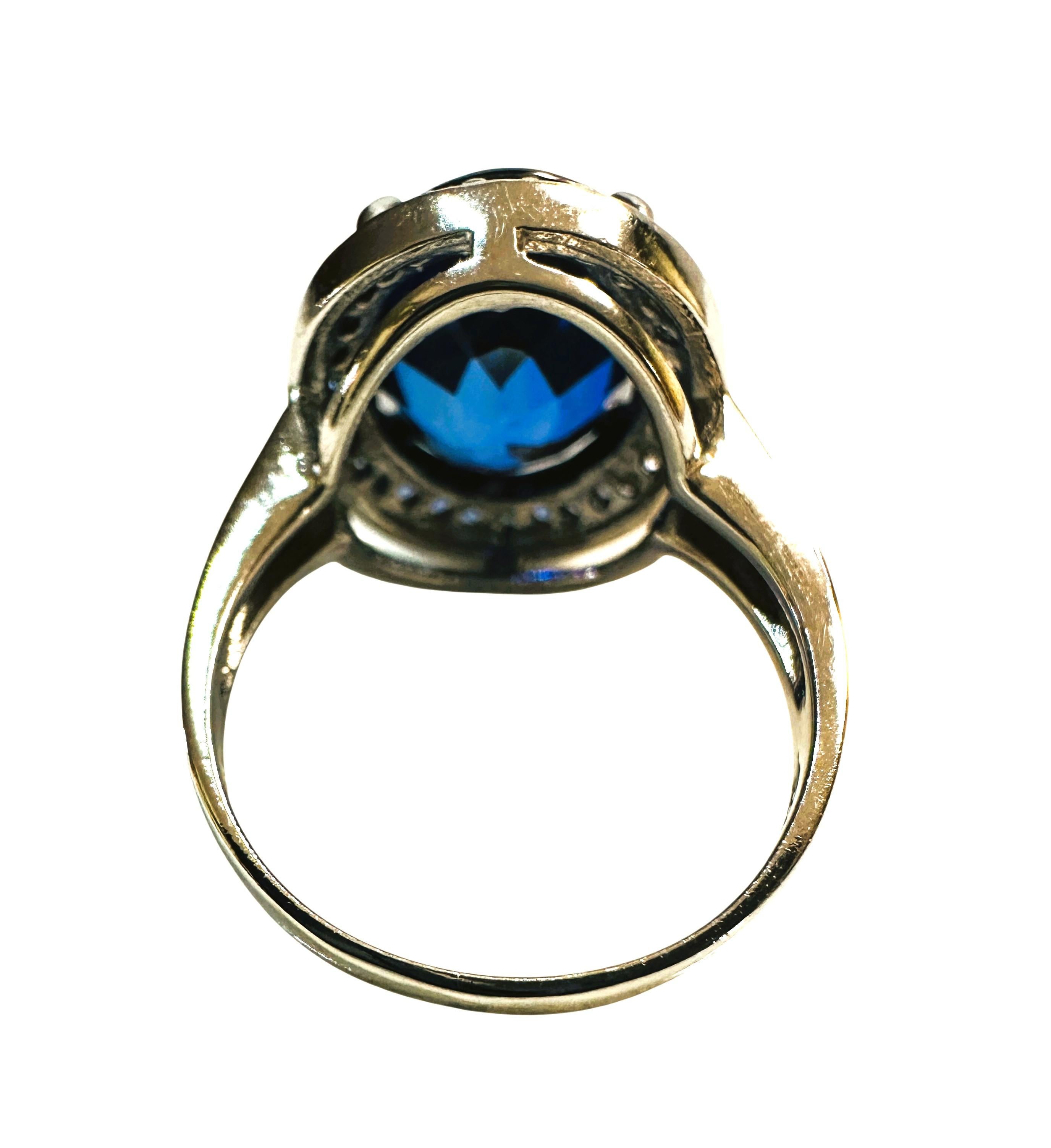 Oval Cut New 8.90 Carat Oval & Diamond Cut Blue Sapphire Sterling Silver Ring For Sale