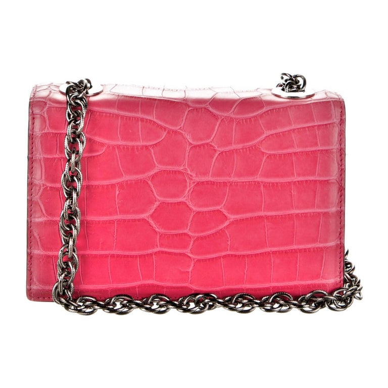Women's New $8999 Oscar De La Renta Pink Alligator Tro Bag W/ Box & Tags  For Sale