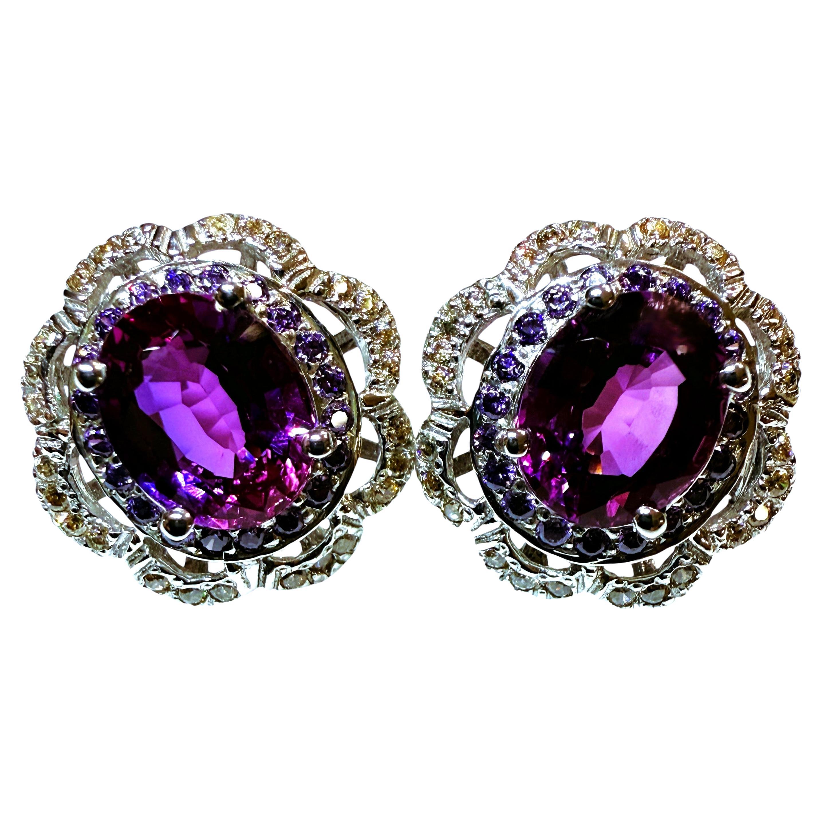 New 9 Carat Plum Violet Sapphire 
Diamond Cut Sapphire Sterling Earrings