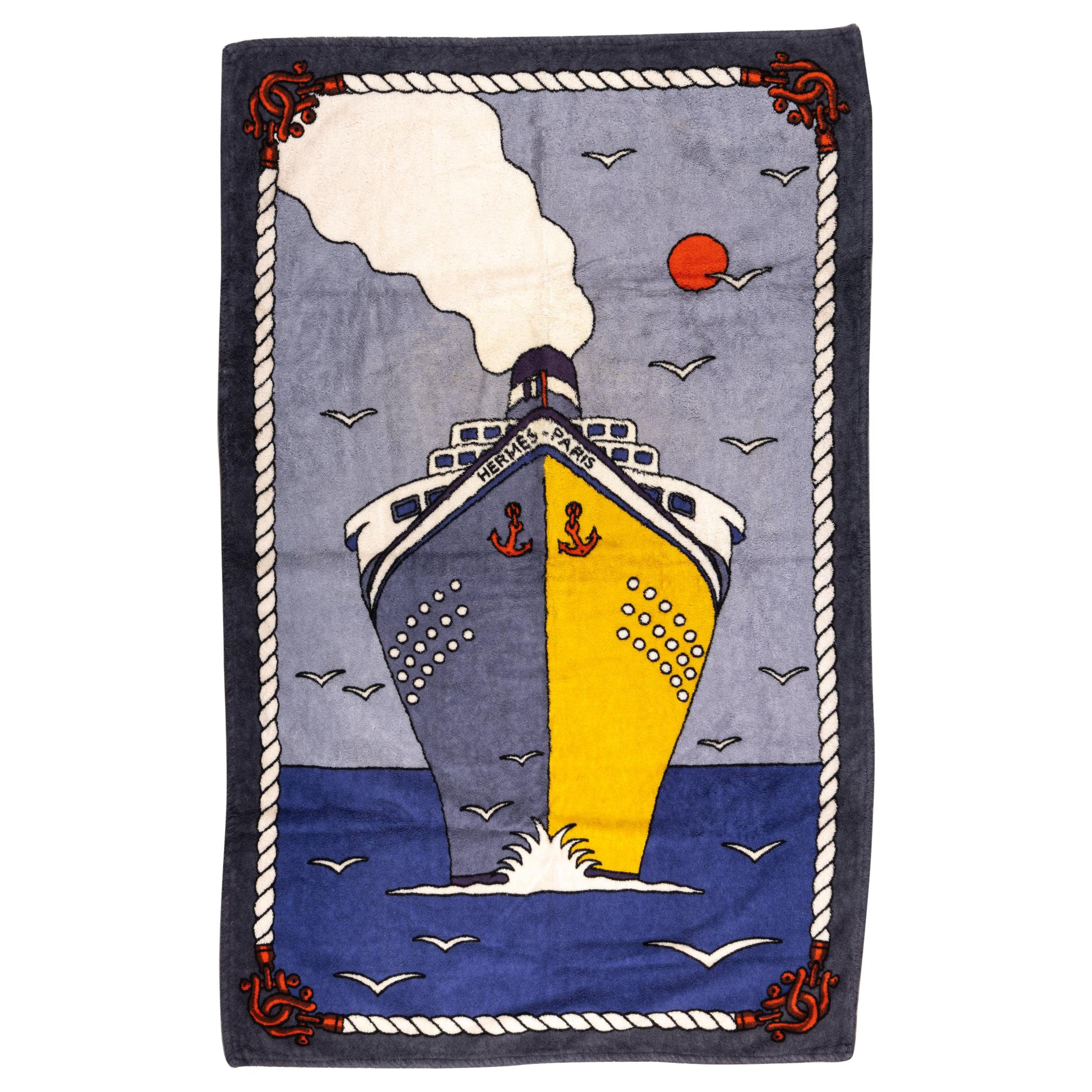 New 90s Inspired Hermes Vintage Ship Beach Towel 