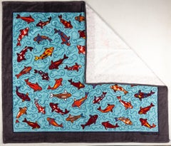 Neue 90er Jahre Vintage inspiriert Hermes Oversize Koi Fisch Strand Badetuch