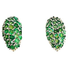 New 925 Sterling Silver 14k White Gold Plated Unheated Green Diopside Earrings