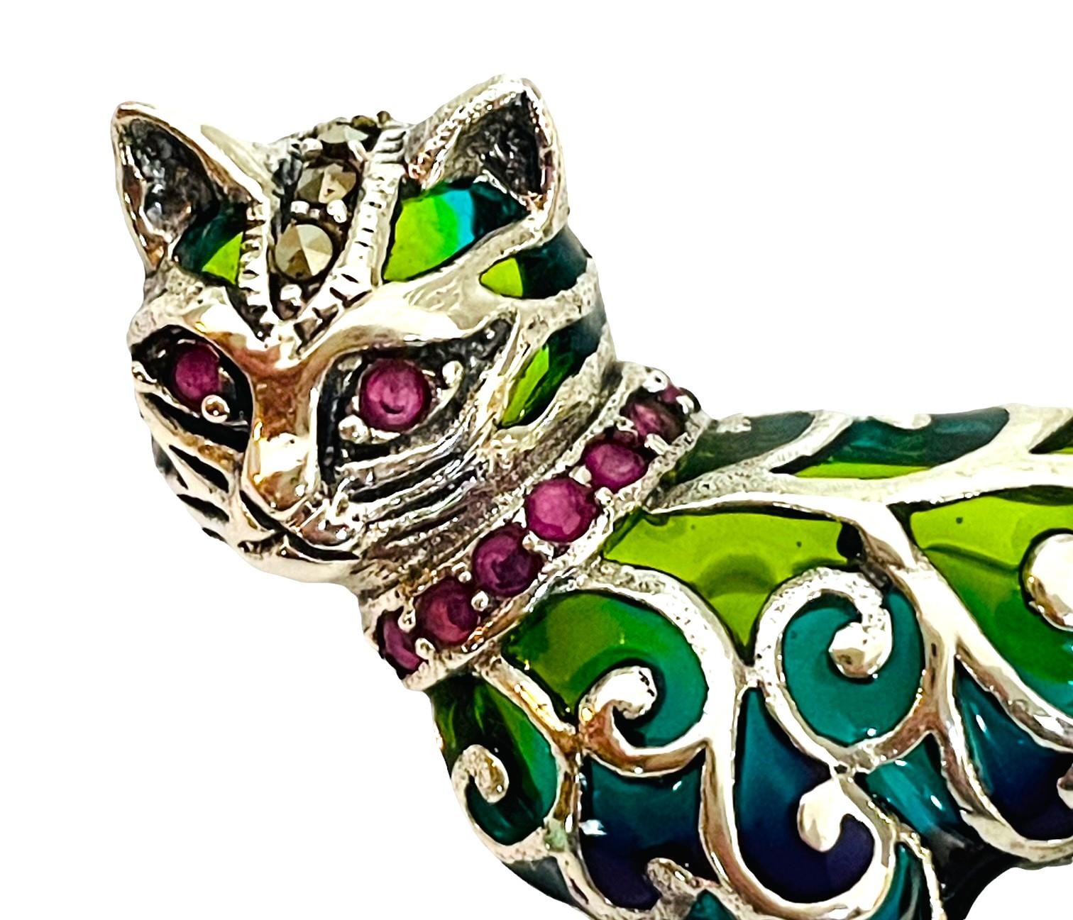 sterling silver cat brooch