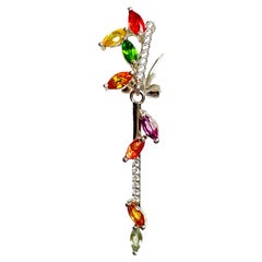 New 925 Sterling Silver Multi-Gemstone Marquise Necklace Pendant