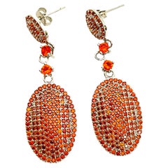 New 925 Sterling Silver Orange Spessartine Garnet Red Blood Ruby Earrings