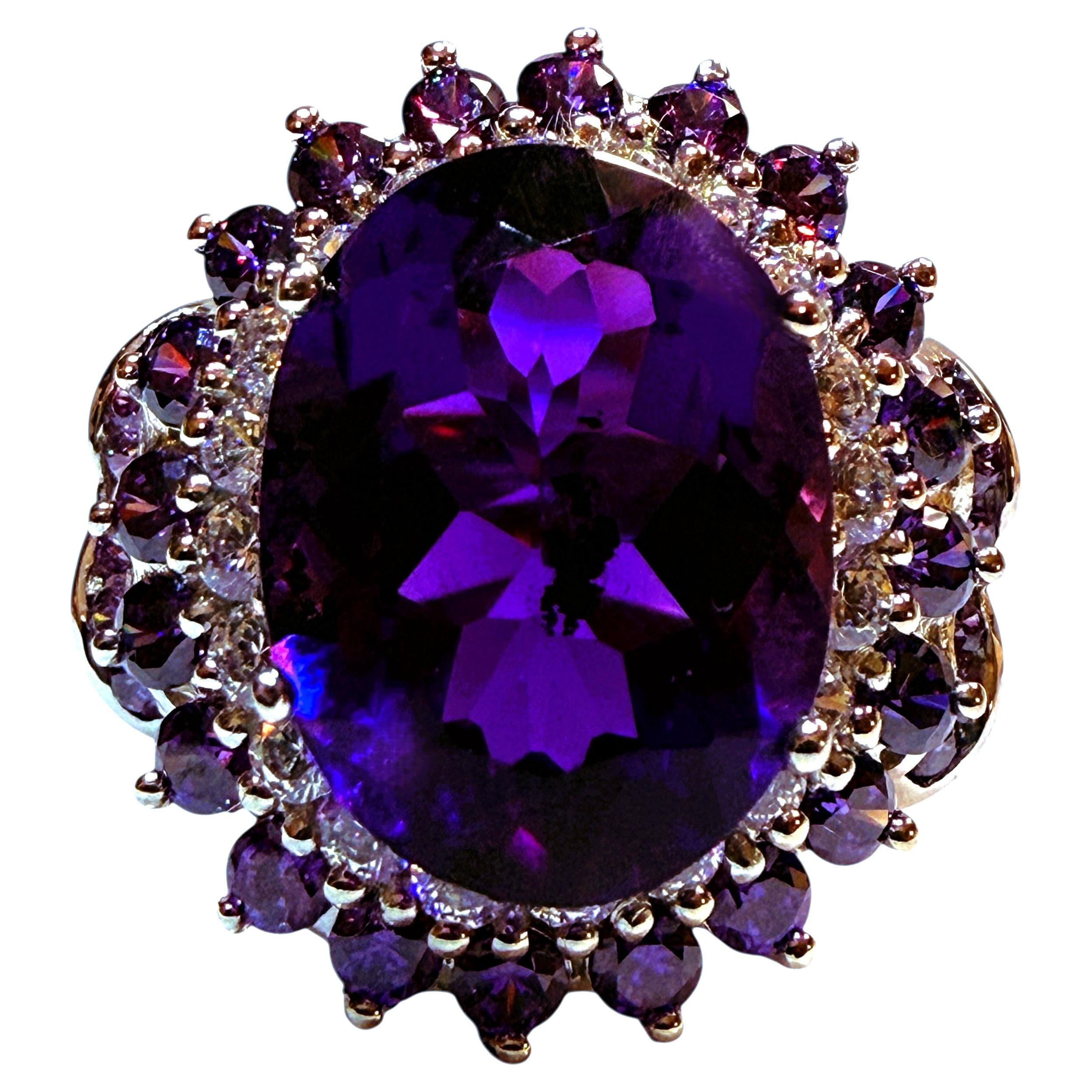Neu 9,30 Karat Amethyst
Diamantschliff Saphir Sterling Ring Größe 6