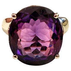 New 9.32 Carat Amethyst & Diamond Cut Sapphire Sterling Silver Ring