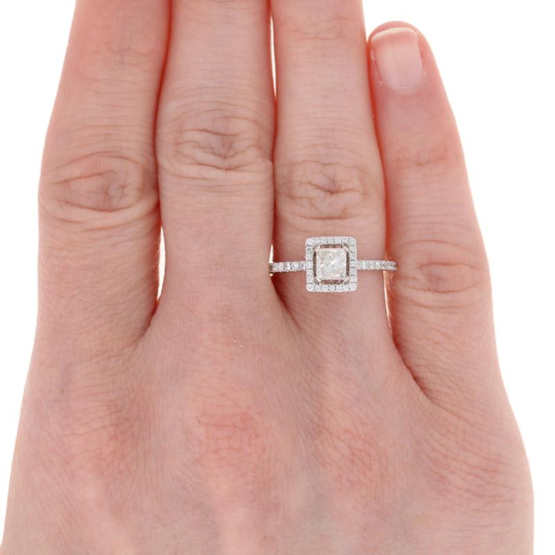 white gold square diamond ring