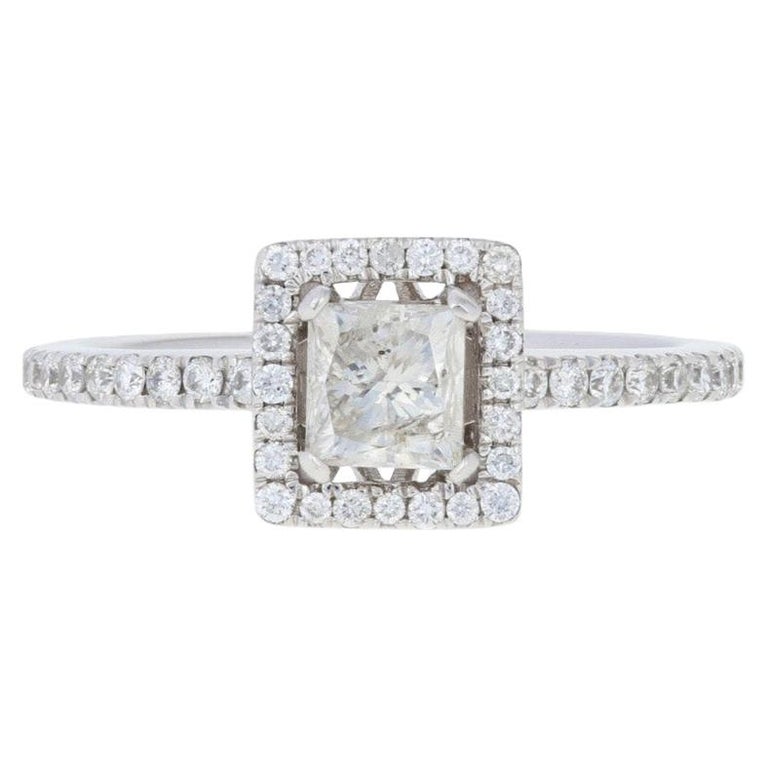 94 Carat Princess Cut Diamond Engagement Ring, 14 Karat White Gold Square  Halo For Sale at 1stDibs | white gold square diamond ring, white gold  square engagement rings