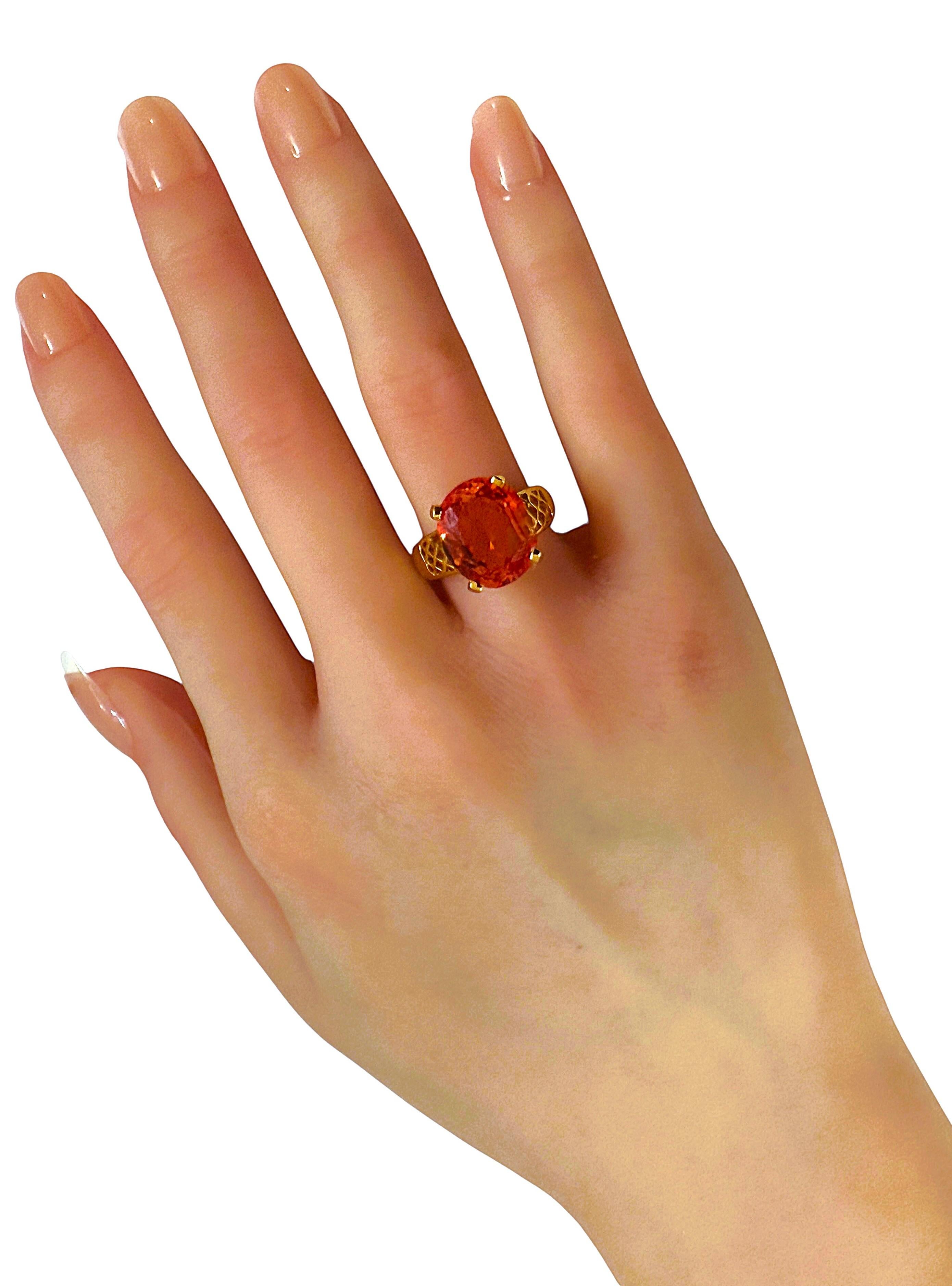 New 9.5 Carat Sunset Sapphire 24k Yellow Gold Plated Sterling Ring Pour femmes en vente