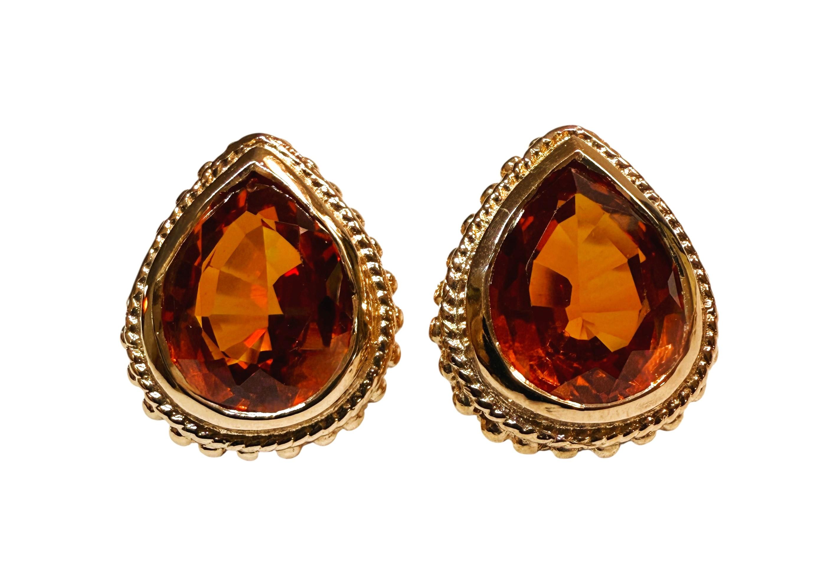 De las mujeres Nuevo Zafiro naranja coñac de 9,60 quilates diamante talla corona engastado Pendiente de plata de ley en venta