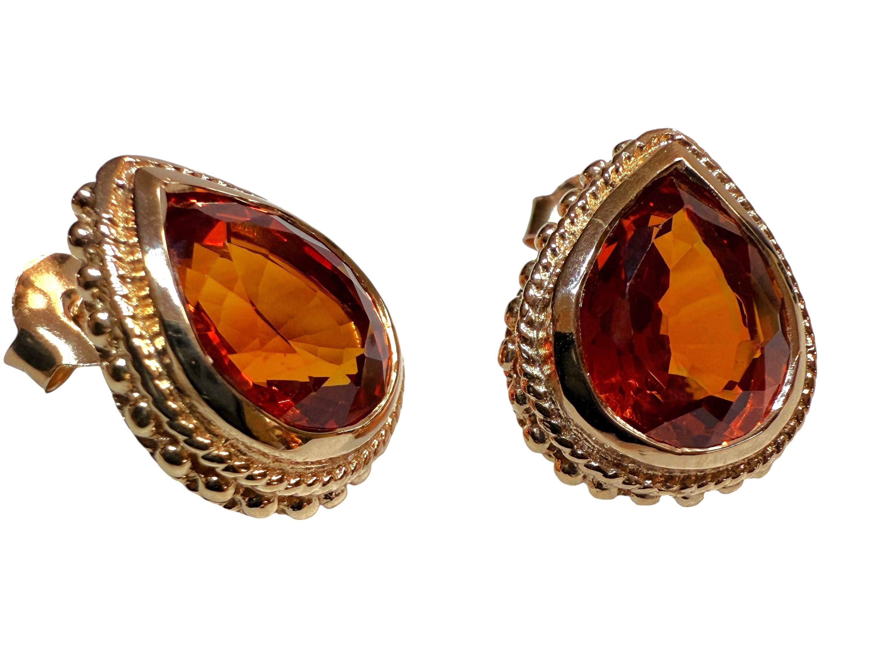Nuevo Zafiro naranja coñac de 9,60 quilates diamante talla corona engastado Pendiente de plata de ley en venta 1