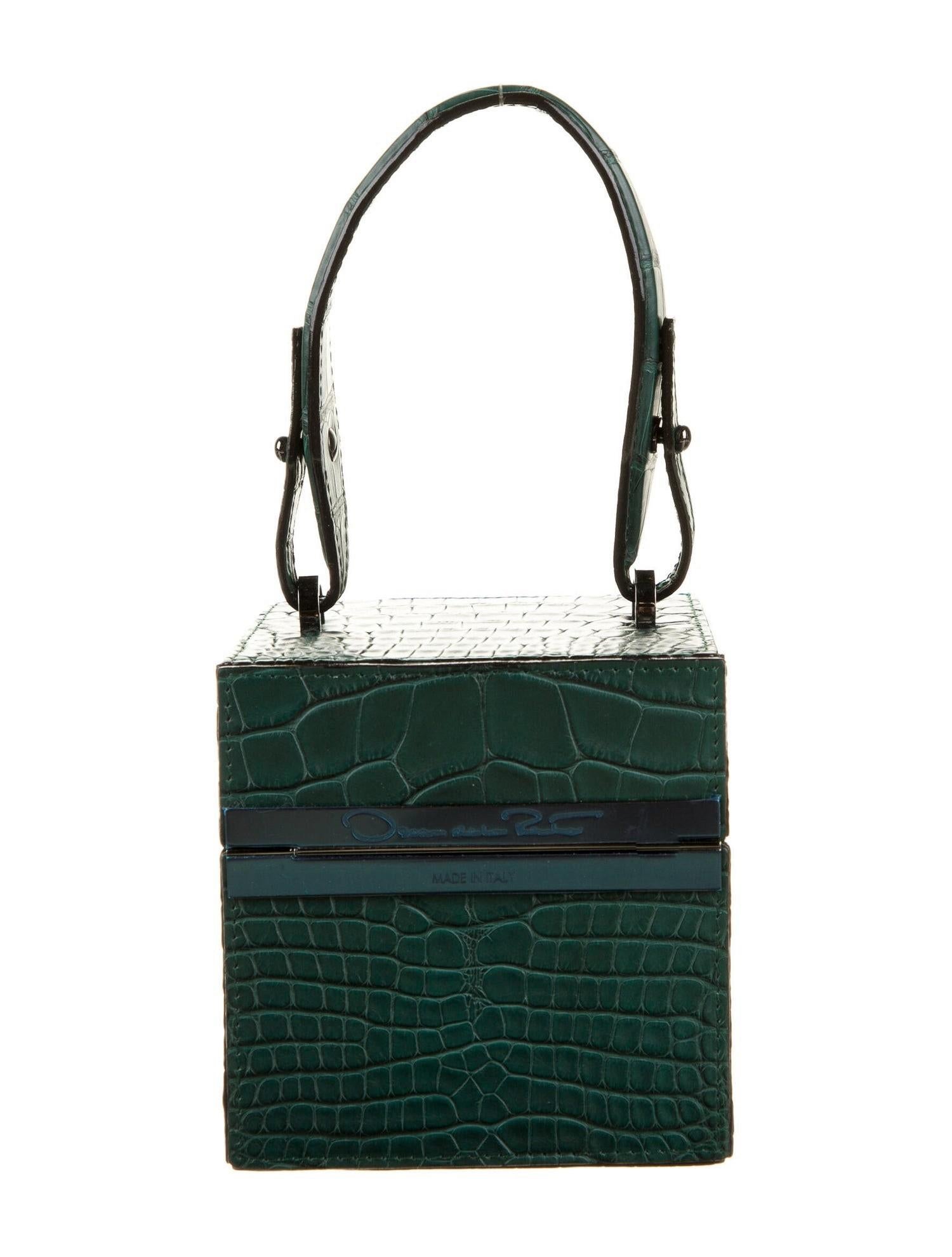 Neu $9690 Oscar De La Renta Alibi-Tasche aus grünem Alligator mit Box und Etiketten  3