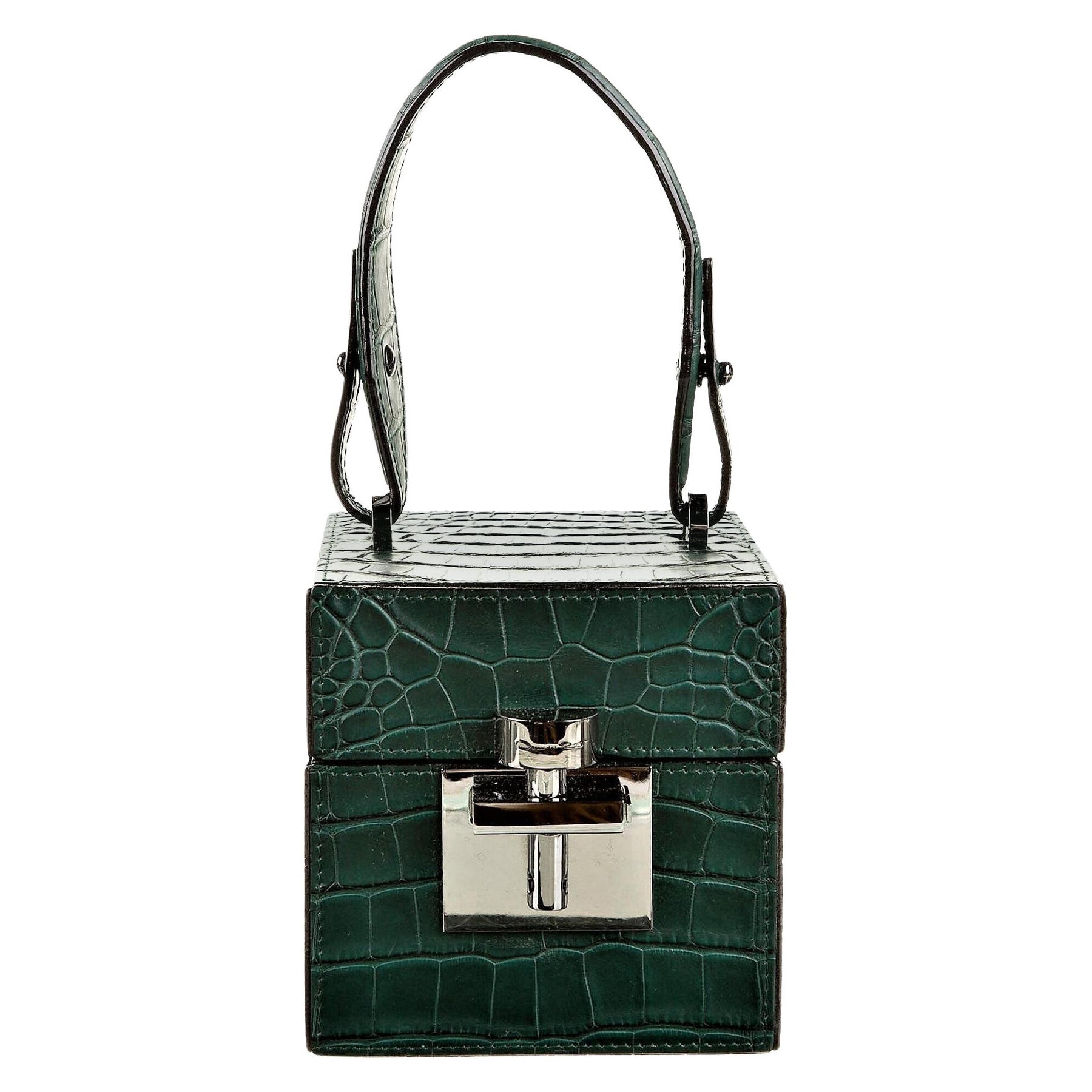 Oscar De La Renta - Sac Alibi en alligator vert, neuf, avec boîte et étiquettes, 6 90 $