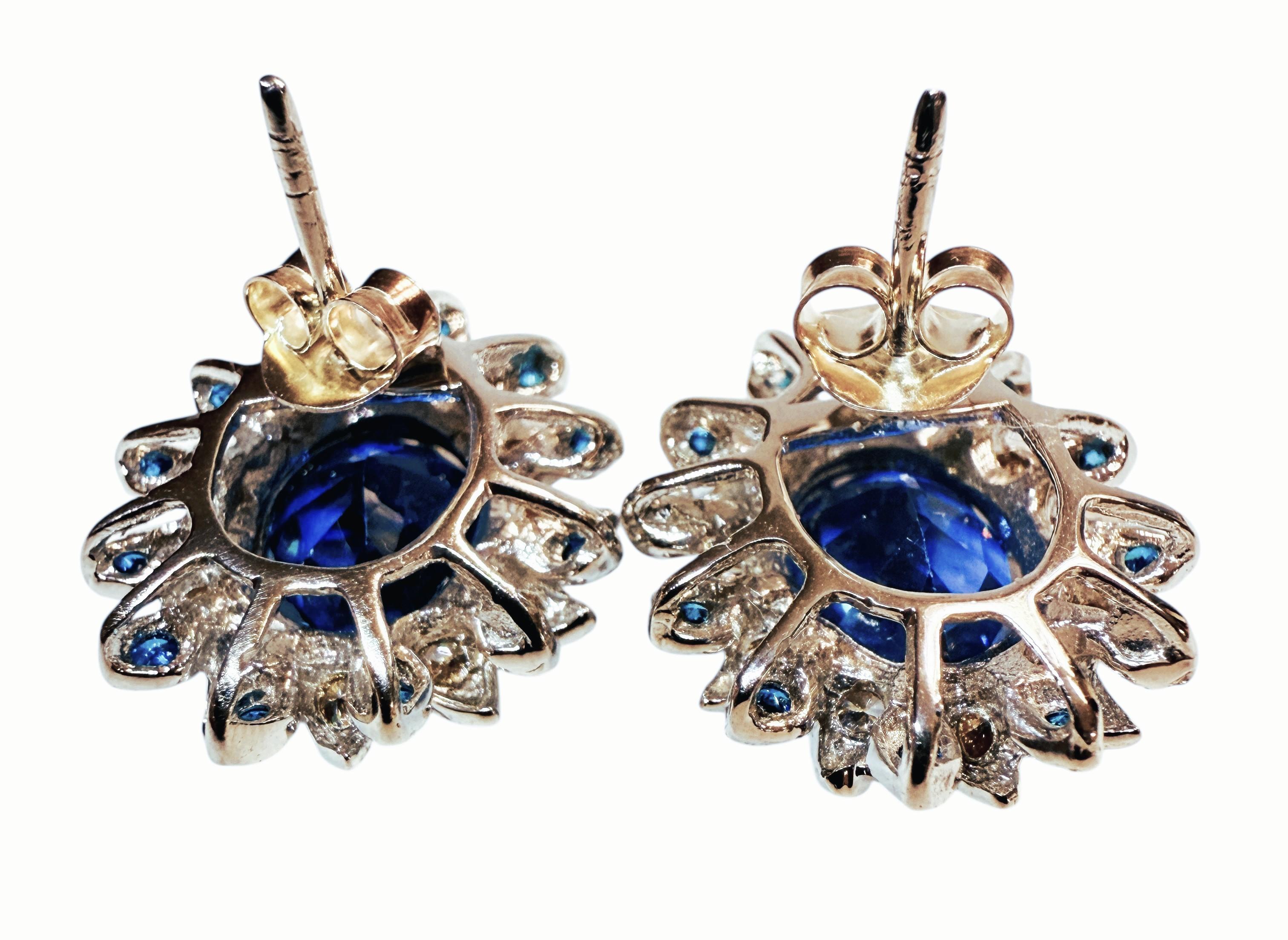 Neue 9,7 Karat Blauer Saphir & Blauer Zirkon mit Diamantschliff Sterling Silber Ohrringe im Zustand „Hervorragend“ im Angebot in Eagan, MN