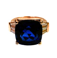 Neu 9,7 Karat Blauer Saphir & Weißer Saphir Rose Gold PL Ring Größe 7,25