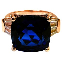 Neu 9,7 Karat Blauer Saphir & Weißer Saphir Rose Gold PL Ring Größe 7,25