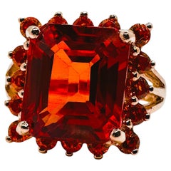 New 9.7 Carat Fanta Tourmaline 
Diamond Cut Sapphire R Gold Pl Sterling Ring