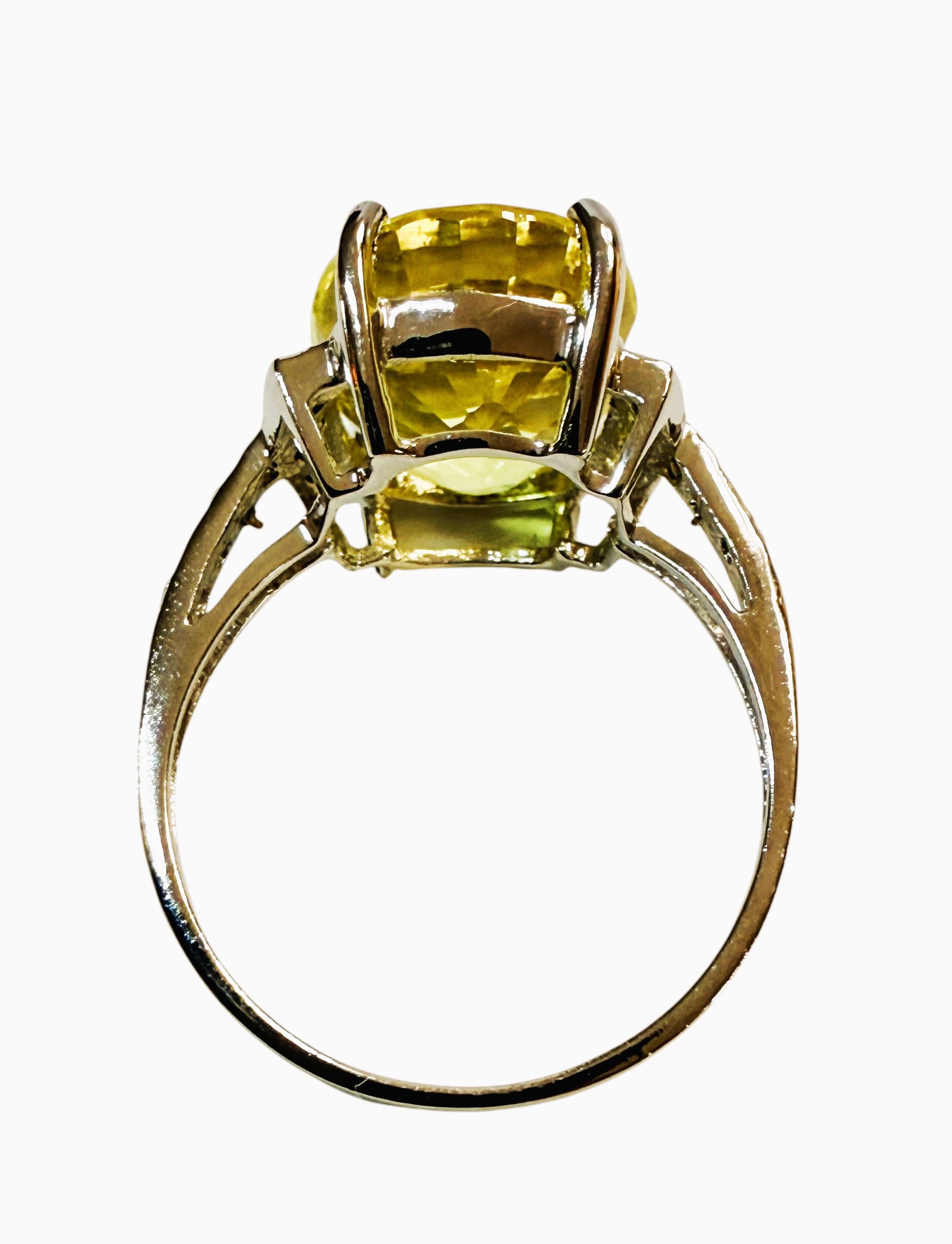 Neu 9,7 Karat Gelber Saphir & Diamantschliff Saphir Sterling Ring (Ovalschliff) im Angebot