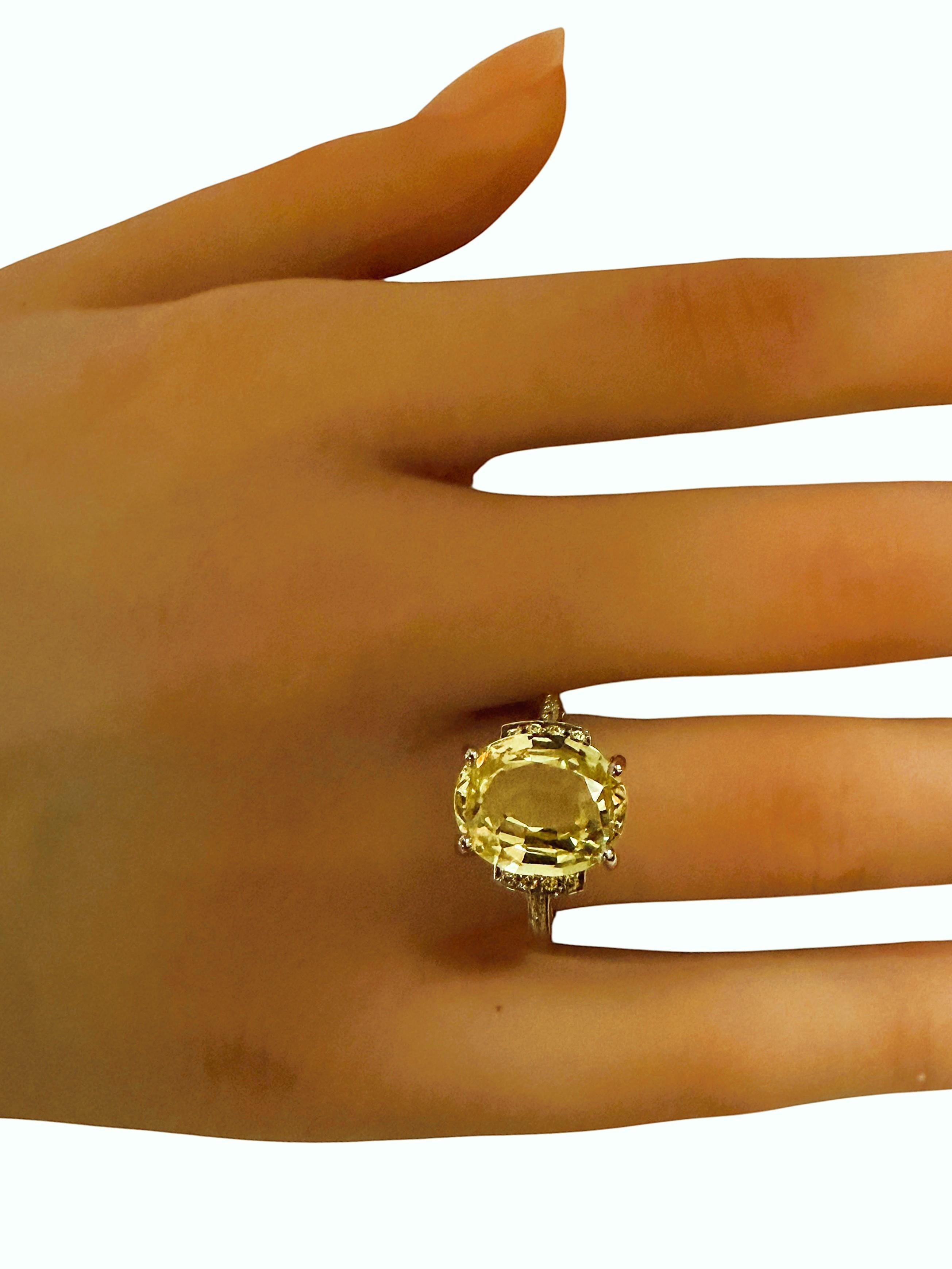 Neu 9,7 Karat Gelber Saphir & Diamantschliff Saphir Sterling Ring im Angebot 3