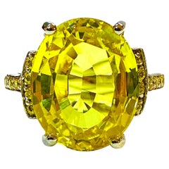 New 9.7 Carat Yellow Sapphire & Diamond Cut Sapphire Sterling Ring