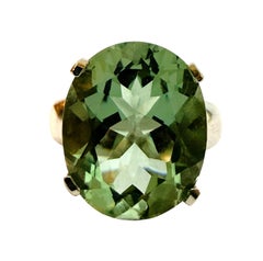 New 9.70 Carat Green Amethyst 14k White Gold Pl Sterling Ring Size 7.5