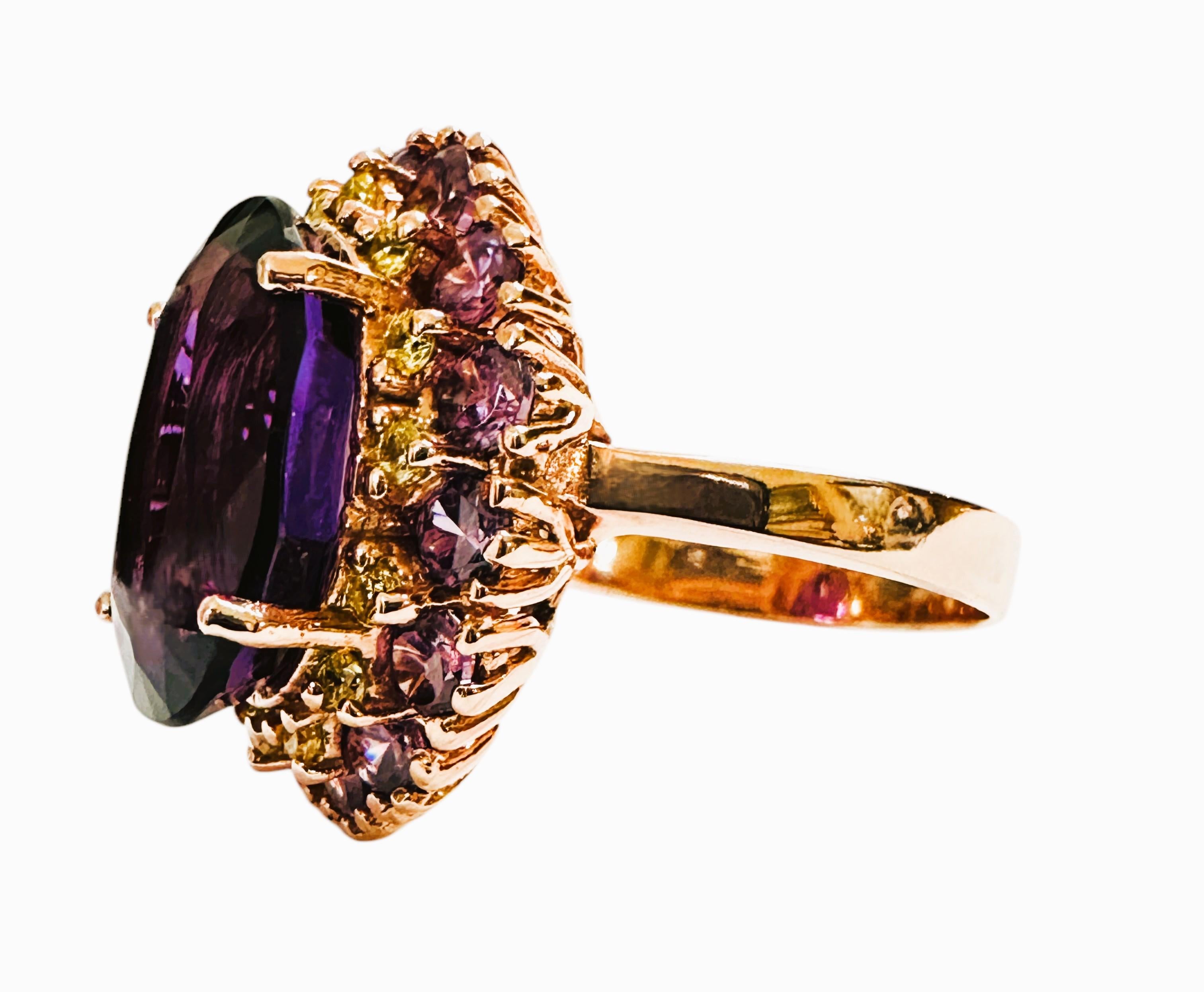 Nuevo Anillo de Esterlina Amatista Púrpura de 9.70 Quilates y Zafiro Púrpura talla Diamante Art Decó en venta