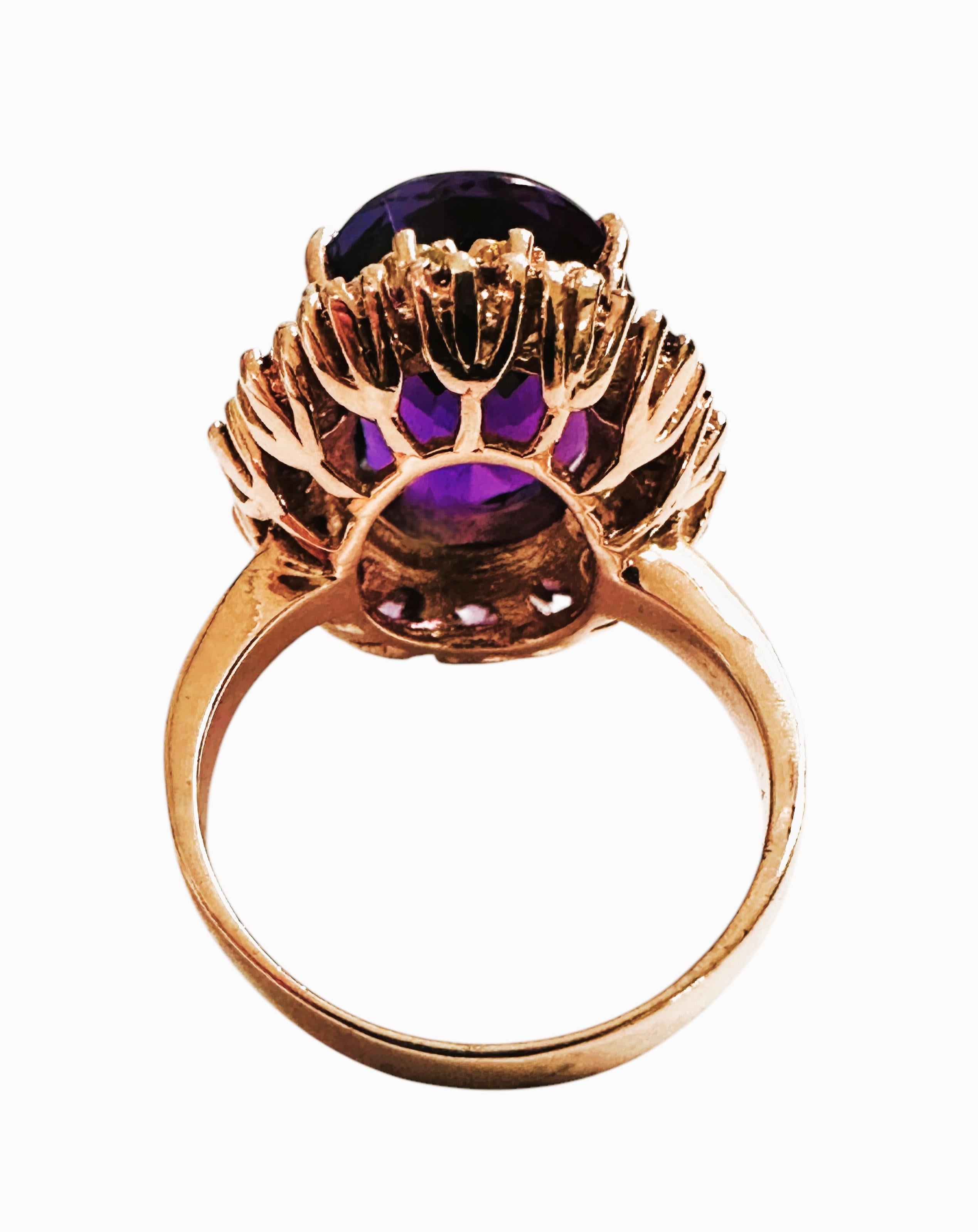Nuevo Anillo de Esterlina Amatista Púrpura de 9.70 Quilates y Zafiro Púrpura talla Diamante Corte oval en venta
