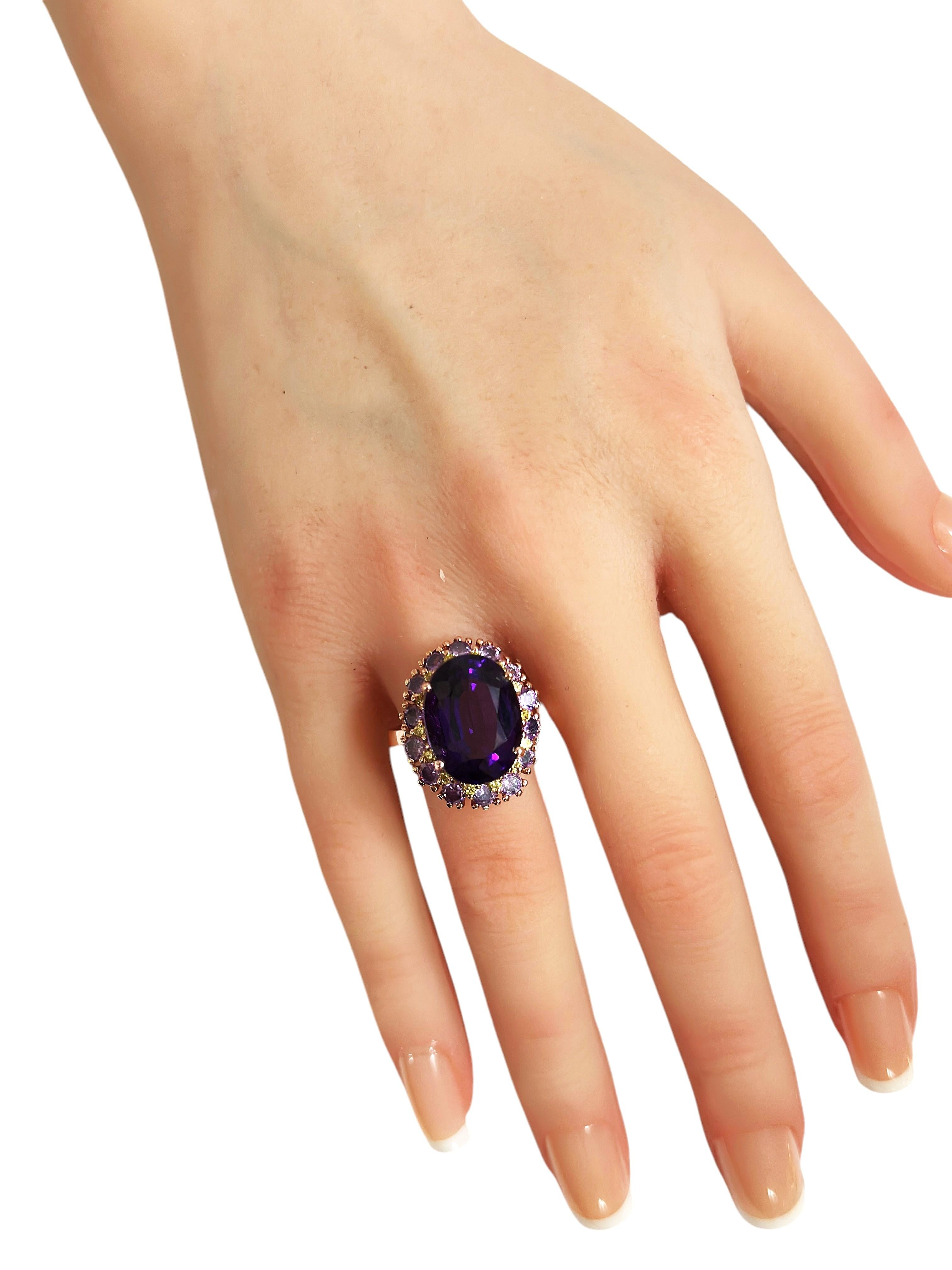 De las mujeres Nuevo Anillo de Esterlina Amatista Púrpura de 9.70 Quilates y Zafiro Púrpura talla Diamante en venta