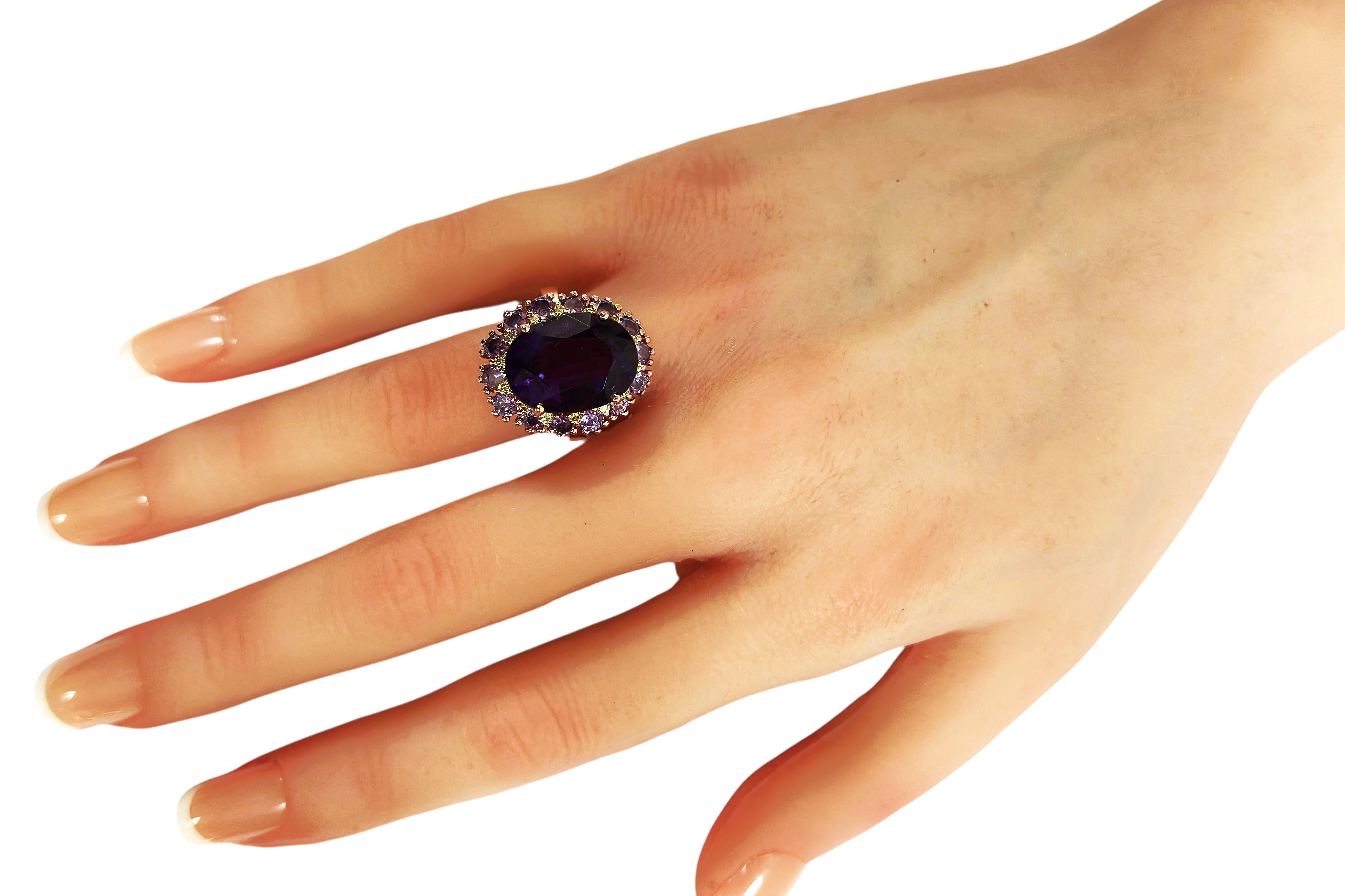Nuevo Anillo de Esterlina Amatista Púrpura de 9.70 Quilates y Zafiro Púrpura talla Diamante en venta 1
