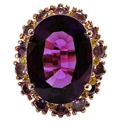 Nuevo Anillo de Esterlina Amatista Púrpura de 9.70 Quilates y Zafiro Púrpura talla Diamante