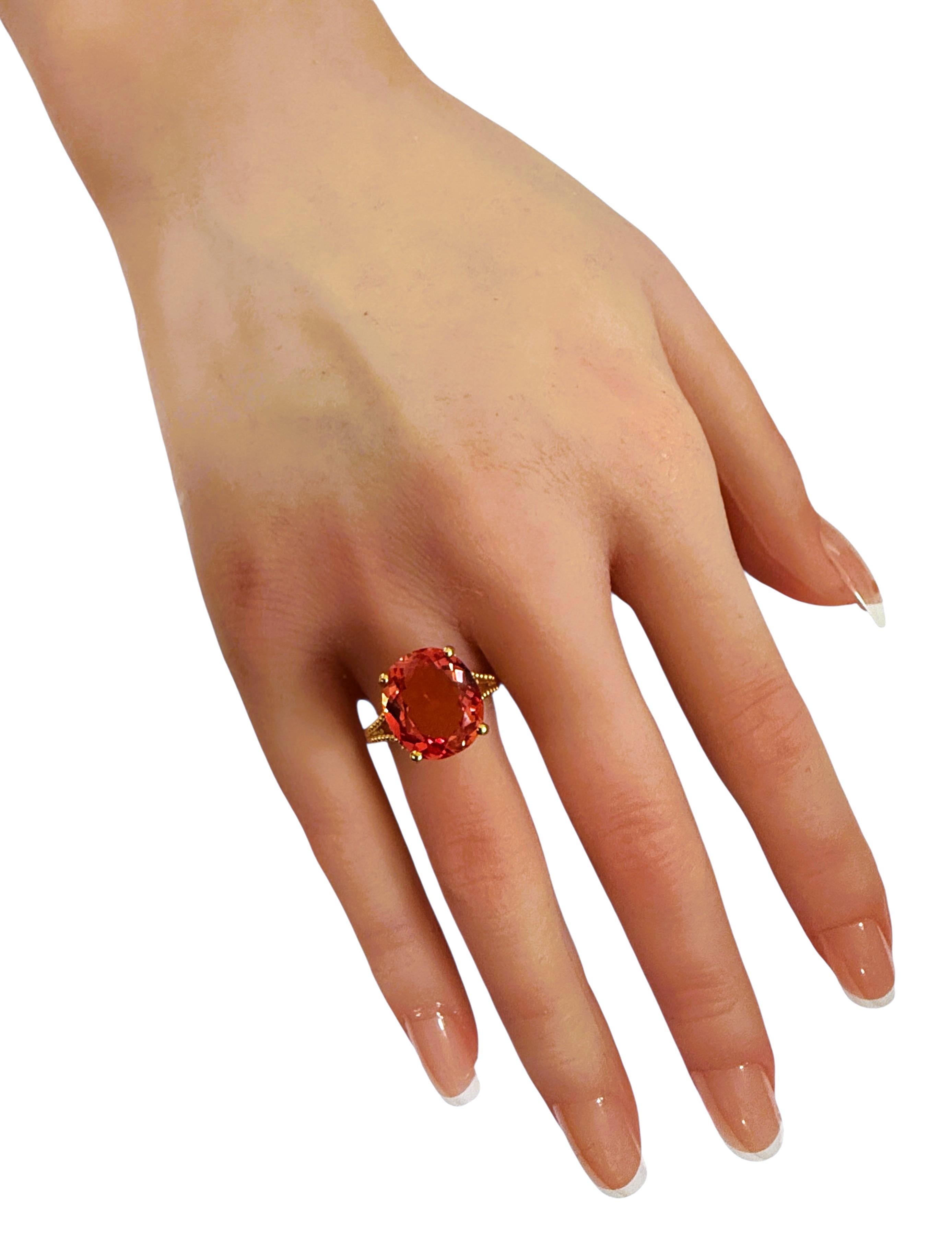 New 9.87 Carat Sunset Sapphire & Diamond Cut Yellow Gold PL Sterling Ring Neuf - En vente à Eagan, MN