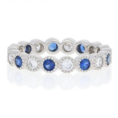 .99 Carat Sapphire and Diamond Eternity Ring 900 Platinum Wedding Band