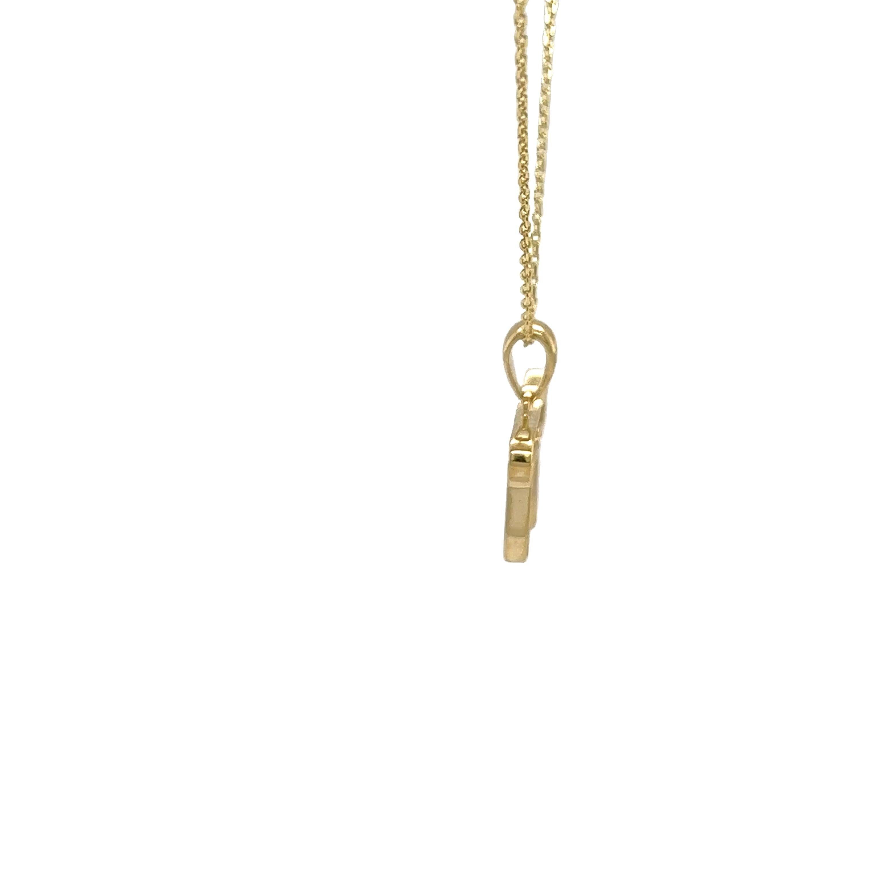 Round Cut New 9ct Yellow Gold Diamond Hai Pendant Necklace, With 0.13ct of Diamonds For Sale