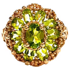 New AAA Apple Green Peridot Rose Gold Plated Sterling Ring