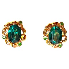 New AAA Green Topaz 
Tsavorite Garnet Sterling 925 Silver Earrings