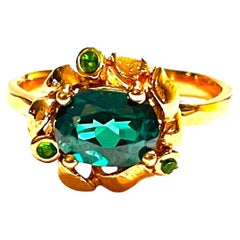 New AAA Green Topaz 
Tsavorite Garnet Sterling 925 Silver Ring Size 6.75